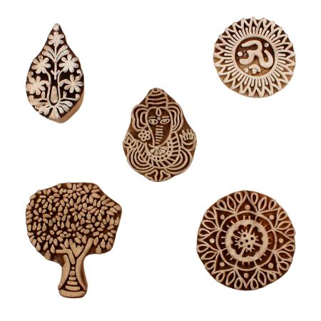 Set of 5 Piece New Mix Wooden Printing Blocks